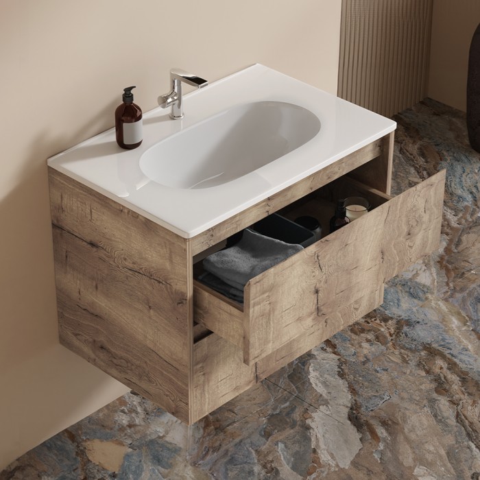 Base sospesa 2 cassetti senza lavabo megan 70 cm sabbia nodato