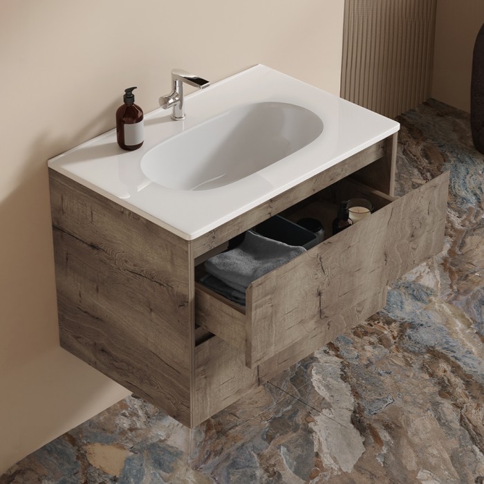 Base sospesa 2 cassetti senza lavabo megan 80 cm terra venato