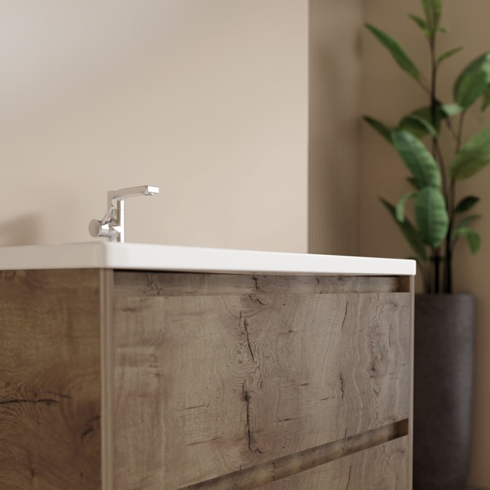 MOBILE BAGNO SOSPESO CON CASSETTI 70 CM TERRA VENATO COMPLETO DI LAVABO E SPECCHIO