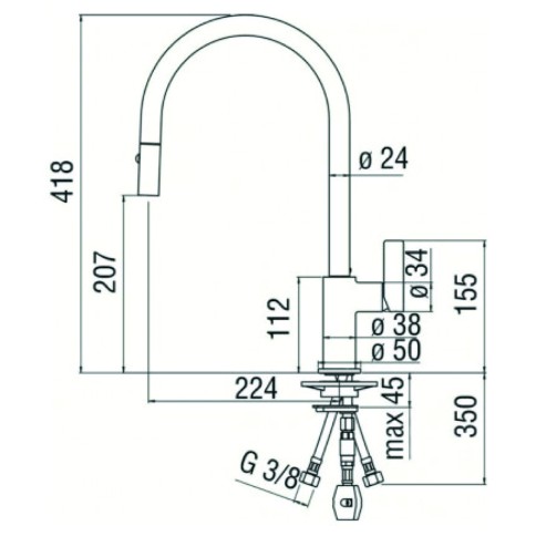 Miscelatore lavello monoforo bocca alta sand nobili