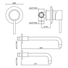 Miscelatore rubinetto lavabo incasso bocca 240 mm joy gaboli