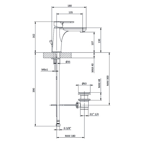 Miscelatore rubinetto lavabo canna lunga eleven tiemme