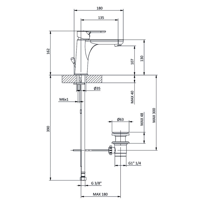 Miscelatore rubinetto lavabo canna lunga eleven tiemme