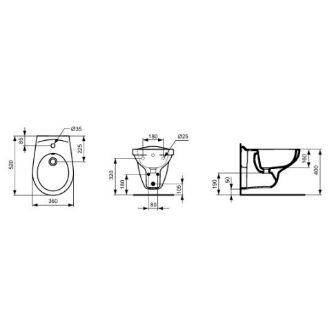 SANITARI SOSPESI BIANCO LUCIDO EUROVIT IDEAL STANDARD