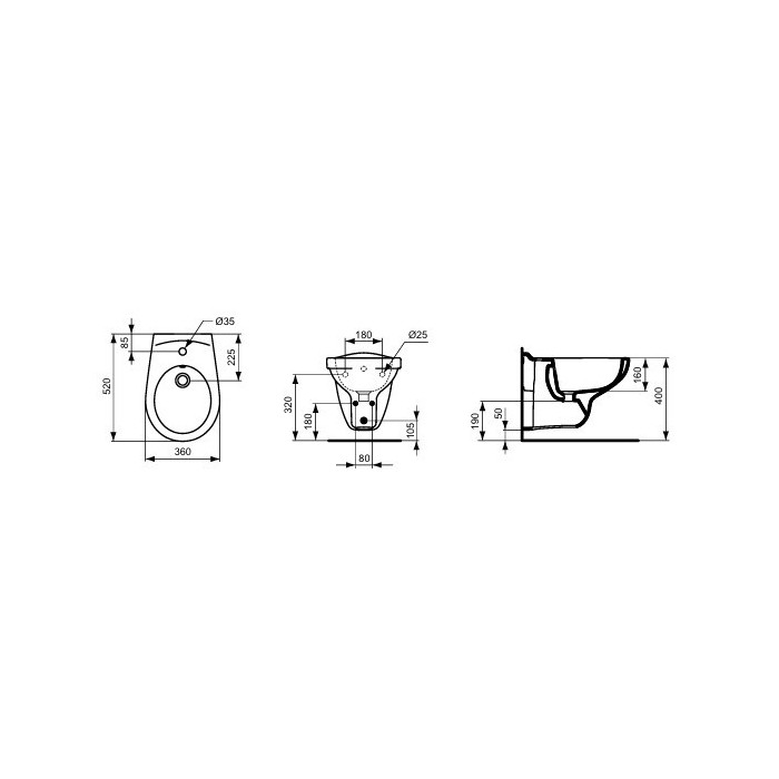SANITARI SOSPESI BIANCO LUCIDO EUROVIT IDEAL STANDARD