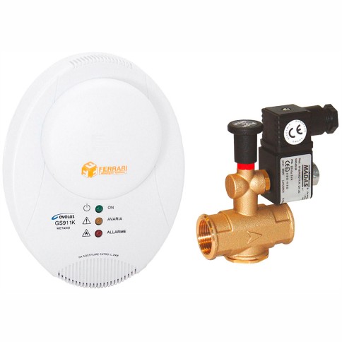 Kit rilevatore ed elettrovalvola 3/4 per gas gpl a riarmo manuale 220v ferrari