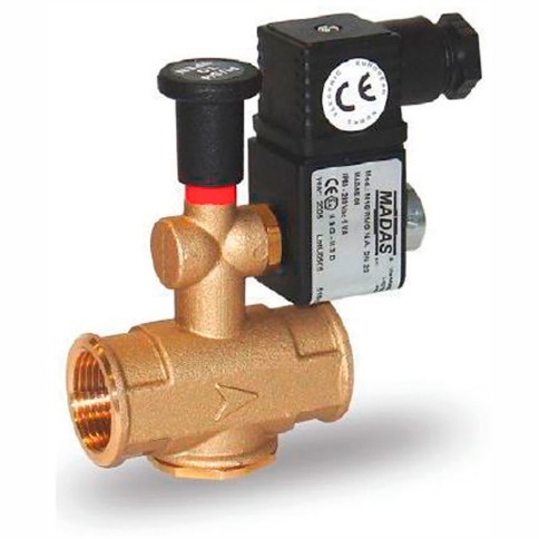 Elettrovalvola 3/4 per gas a riarmo manuale normalmente aperta 220v ferrari
