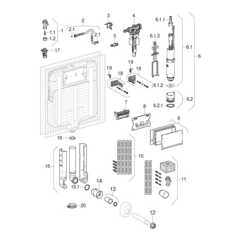 Supporto per rubinetto unifill per cassetta ad incasso unica+ geberit 241.286.00.1