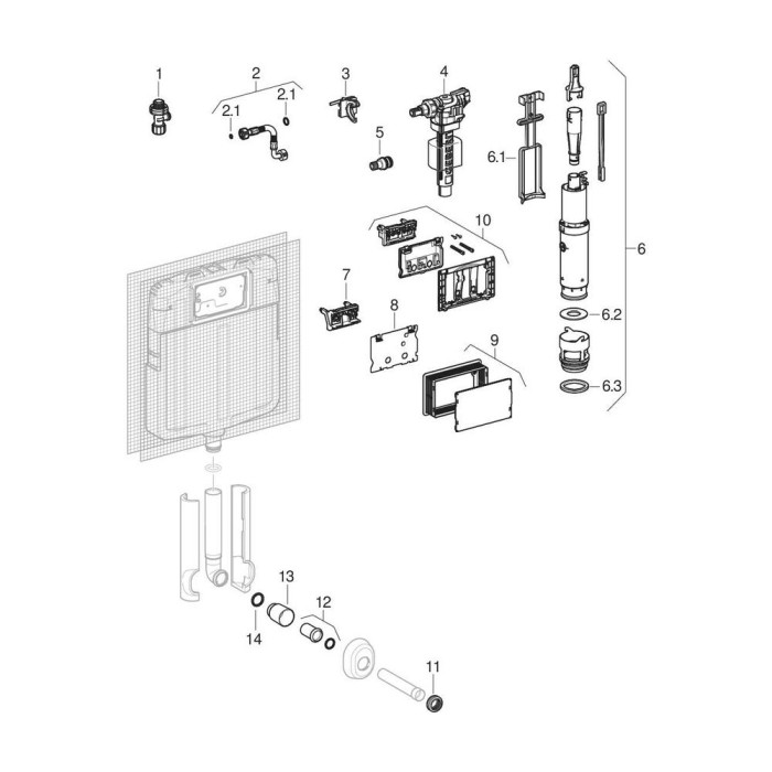 Guarnizione per bacinella per cassetta ad incasso unica 241.293.00.1 geberit