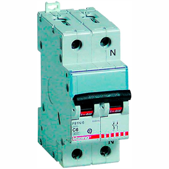 Interruttore magnetotermico bticino 2 moduli - poli 1p+n  sezione massima del cavo 25/35 mmq