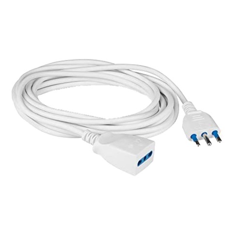 Prolunga lineare sp16a pr bipasso cavo 3x1 - 5 metri bianco