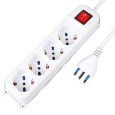 Multipresa 6 uscite shuko p40 bianca con interruttore