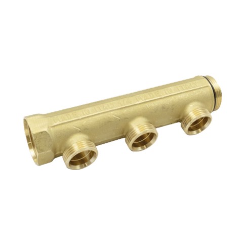 Collettore in ottone giallo con filettatura fasata 1.1/4x3 vie tiemme