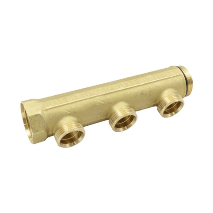 Collettore in ottone giallo con filettatura fasata 1.1/4x4 vie tiemme