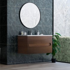 Base sospesa 2 cassetti senza lavabo lavinia 80 cm noce cordesco cannettato