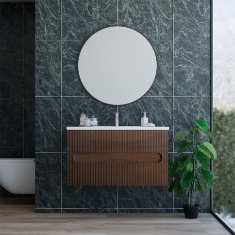 Base sospesa 2 cassetti senza lavabo lavinia 70 cm noce cordesco cannettato