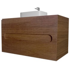 Base sospesa 2 cassetti senza lavabo lavinia 70 cm noce cordesco cannettato