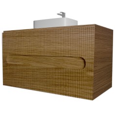 Base sospesa 2 cassetti senza lavabo lavinia 80 cm wotan oak cannettato
