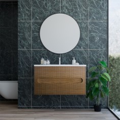 Base sospesa 2 cassetti senza lavabo lavinia 70 cm wotan oak cannettato
