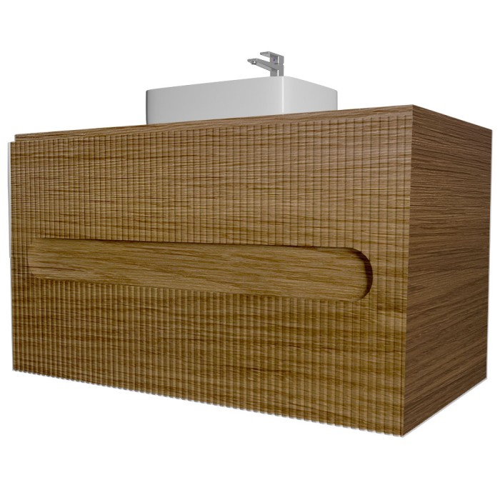 Base sospesa 2 cassetti senza lavabo lavinia 70 cm wotan oak cannettato