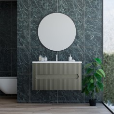 Base sospesa 2 cassetti senza lavabo lavinia 70 cm verde muschio cannettato