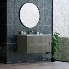Base sospesa 2 cassetti senza lavabo lavinia 70 cm verde muschio cannettato
