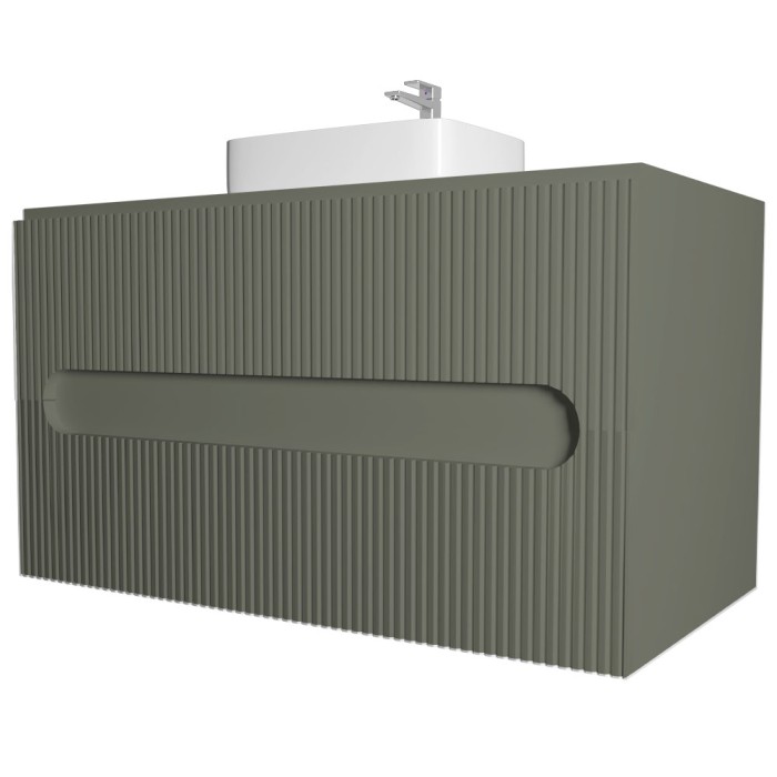 Base sospesa 2 cassetti senza lavabo lavinia 70 cm verde muschio cannettato