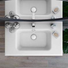 Base sospesa 2 cassetti senza lavabo lavinia 90 cm bianco opaco cannettato