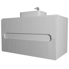 Base sospesa 2 cassetti senza lavabo lavinia 70 cm bianco opaco cannettato