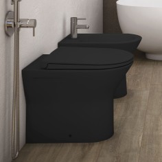 Sanitari filomuro nero opaco con sedile feeling rak ceramics