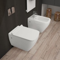 Sanitari sospesi bianco lucido con sedile soft close metropolitan rak ceramics