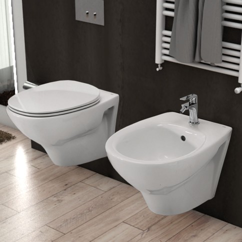 Sanitari sospesi bianco lucido con sedile morning rak ceramics
