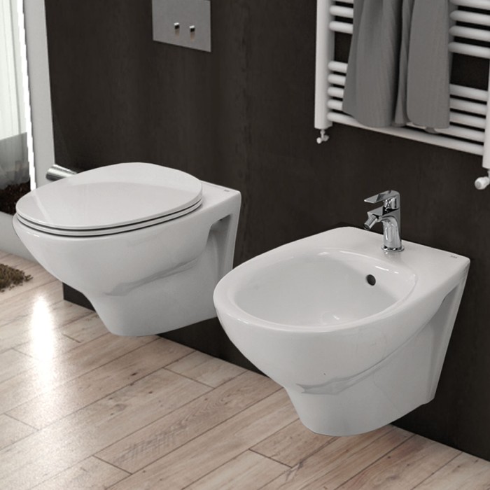 Sanitari sospesi bianco lucido con sedile morning rak ceramics
