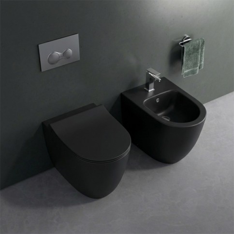 Sanitari filomuro nero opaco con sedile sento vitra