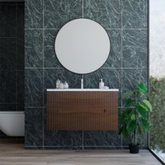 Base sospesa 2 cassetti senza lavabo lavinia 90 cm noce cordesco cannettato