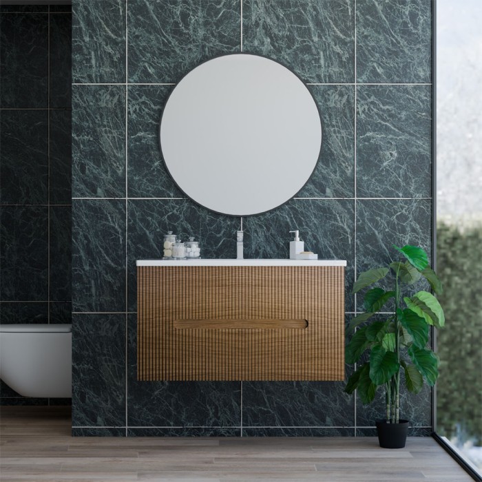 Base sospesa 2 cassetti senza lavabo lavinia 90 cm wotan oak cannettato