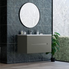 Base sospesa 2 cassetti senza lavabo lavinia 90 cm verde muschio cannettato