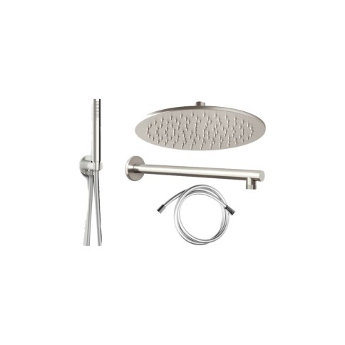 Set doccia con soffione tondo 25 cm acciaio inox spazzolato seven metaform