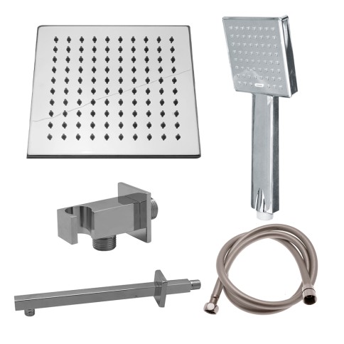 Set doccia con soffione quadro 25 cm cromato