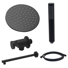 Set doccia con soffione tondo 20 cm nero opaco