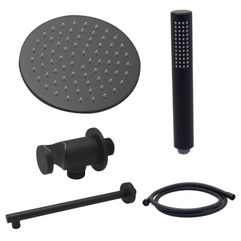 Set doccia con soffione tondo 25 cm nero opaco