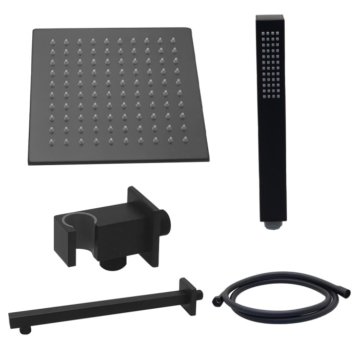 Set doccia con soffione quadro 25 cm cromato