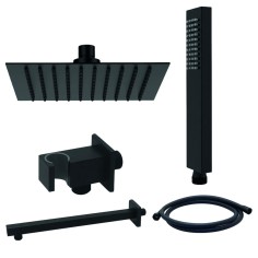 Set doccia con soffione quadro extraslim 25 cm nero opaco