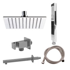 Set doccia con soffione quadro extraslim 20 cm cromato