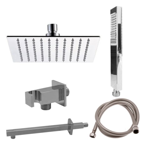 Set doccia con soffione quadro extraslim 25 cm cromato