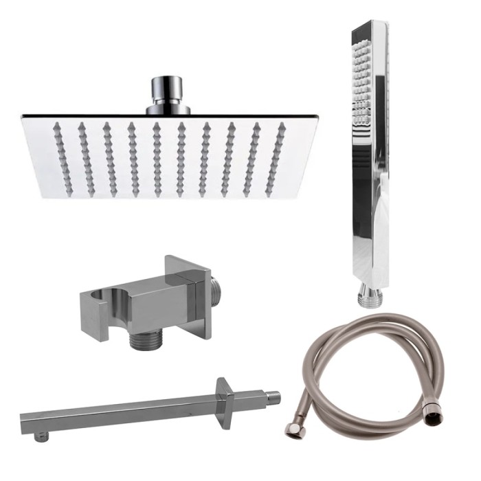 Set doccia con soffione quadro extraslim 25 cm cromato