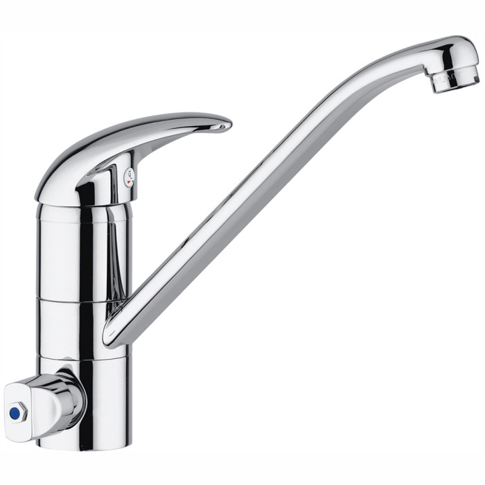 Miscelatore rubinetto per lavello cucina a bocca inclinata con attacco depuratore gaboli cromato