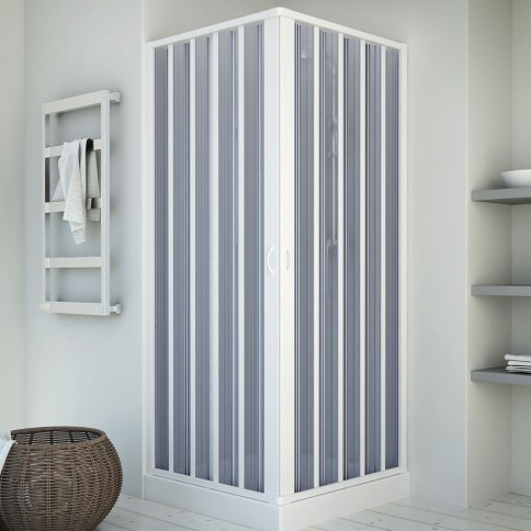 Box doccia angolare a soffietto riducibile 75x90 cm ante ad apertura centrale in acrilico kappa