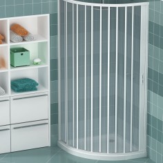 Box doccia semicircolare a soffietto riducibile 90 cm. anta ad apertura laterale in acrilico lama