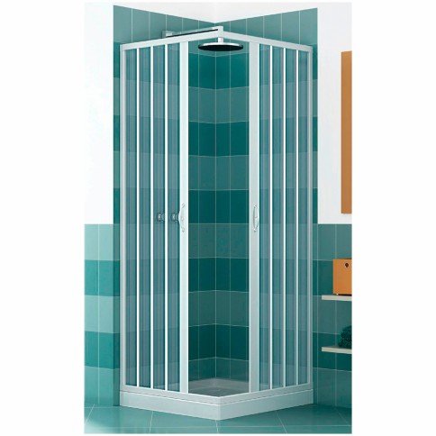 Box doccia angolare a soffietto riducibile 100x80 cm ante ad apertura centrale in acrilico poli